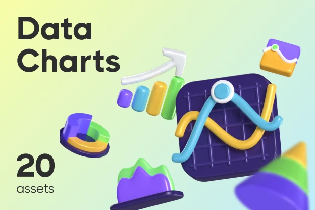 20 Data Charts 3d pack of graphics and illustrations