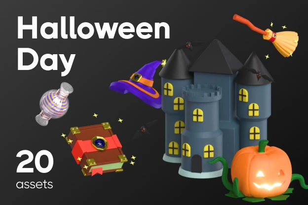 20 Halloween Day 3d pack of graphics and illustrations