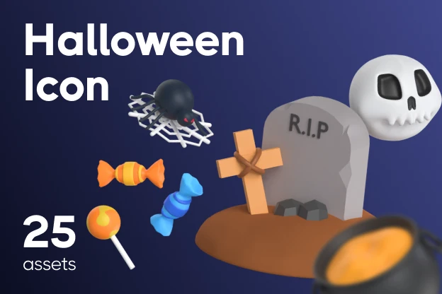 25 Halloween Icon 3d pack of graphics and illustrations