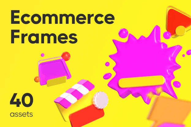 40 Ecommerce Frames 3d pack of graphics and illustrations