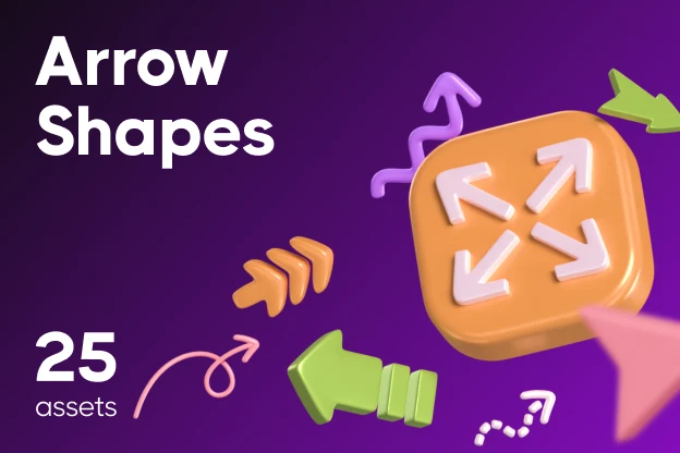 25 Arrow Shapes 3d pack of graphics and illustrations
