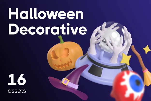 16 Halloween Decorative 3d pack of graphics and illustrations