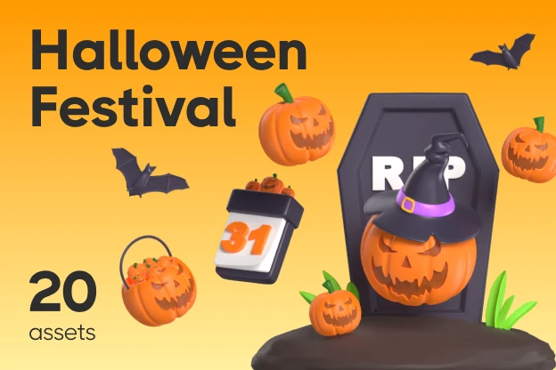 20 Halloween Festival 3d pack of graphics and illustrations
