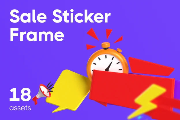 18 Sale Sticker  Frame 3d pack of graphics and illustrations