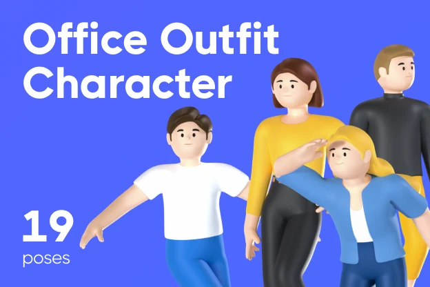 19 Office Outfit Character 3d pack of graphics and illustrations