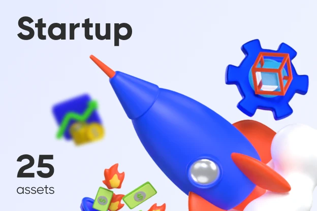 25 Startup 3d pack of graphics and illustrations