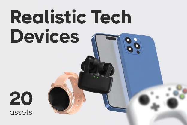 20 Realistic Tech Devices 3d pack of graphics and illustrations