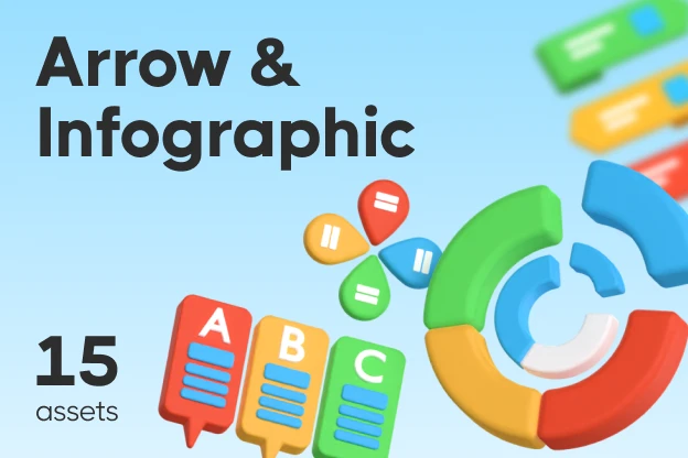 15 Arrow & Infographic 3d pack of graphics and illustrations
