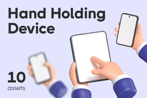 10 Hand Holding Device 3d pack of graphics and illustrations