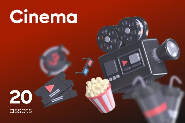 20 Cinema  3d pack of graphics and illustrations