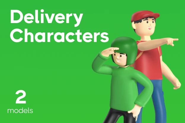 2 Delivery Characters 3d pack of graphics and illustrations