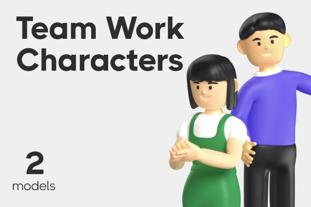 2 Team Work Characters 3d pack of graphics and illustrations