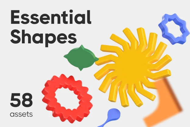 58 Essential Shapes 3d pack of graphics and illustrations