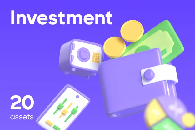 20 Investment 3d pack of graphics and illustrations