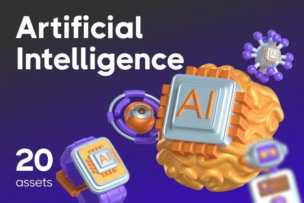 20 Artificial Intelligence 3d pack of graphics and illustrations