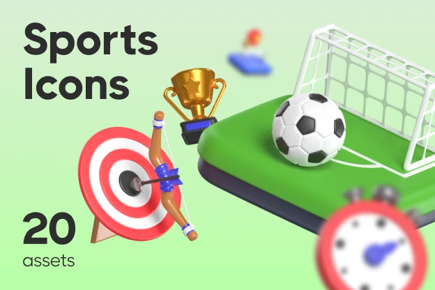 20 Sports Icons 3d pack of graphics and illustrations