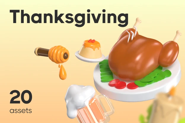 20 Thanksgiving 3d pack of graphics and illustrations