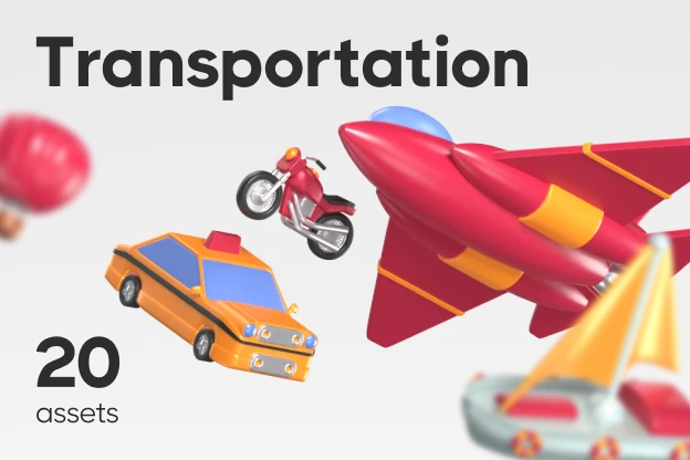 20 Transportation 3d pack of graphics and illustrations