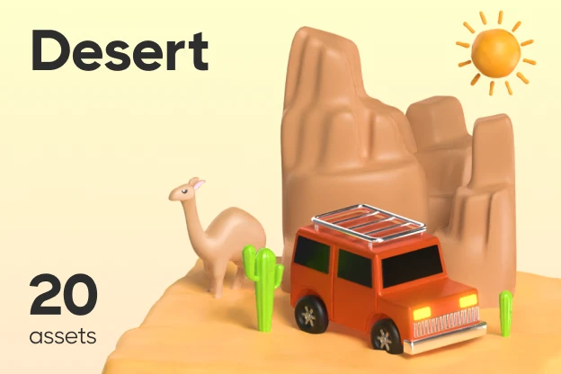 20 Desert 3d pack of graphics and illustrations
