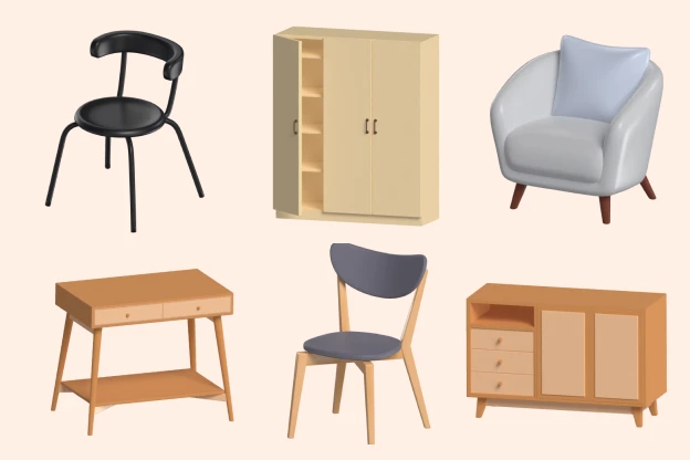 40 Modern Furniture 3d pack of graphics and illustrations