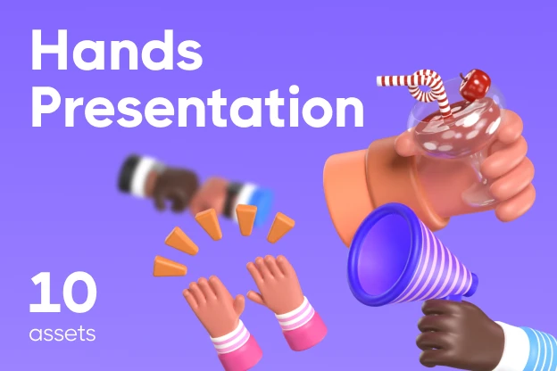 10 Hands Presentation 3d pack of graphics and illustrations