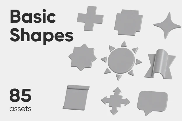 85 Basic Shapes 3d pack of graphics and illustrations