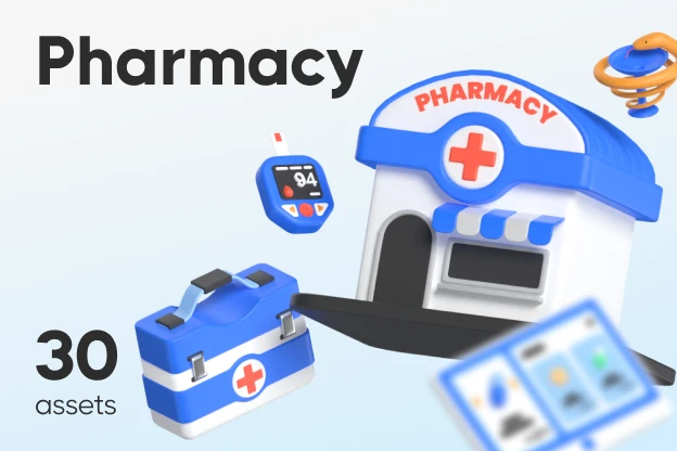 30 Pharmacy 3d pack of graphics and illustrations