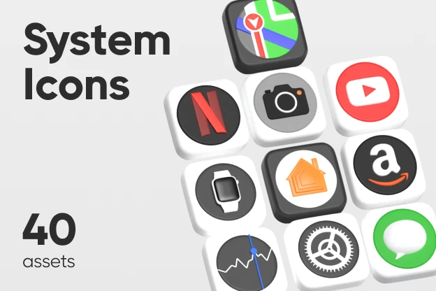 40 System Icons 3d pack of graphics and illustrations