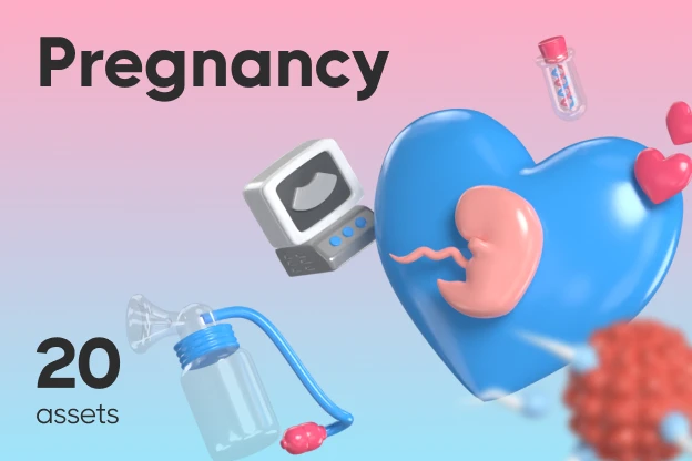 20 Pregnancy 3d pack of graphics and illustrations