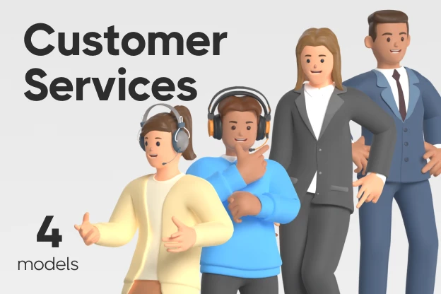 4 Customer Services 3d pack of graphics and illustrations