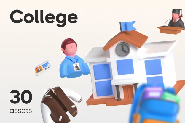 30 College 3d pack of graphics and illustrations