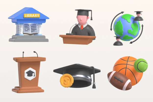 30 College 3d pack of graphics and illustrations