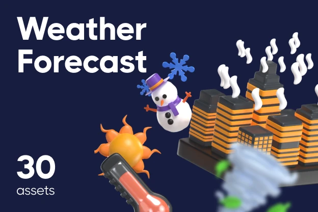 30 Weather Forecast 3d pack of graphics and illustrations
