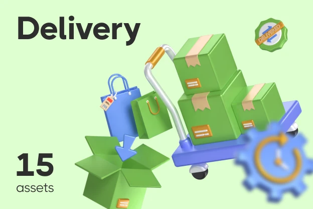 15 Delivery 3d pack of graphics and illustrations