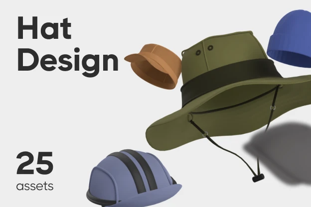 25 Hat Design 3d pack of graphics and illustrations