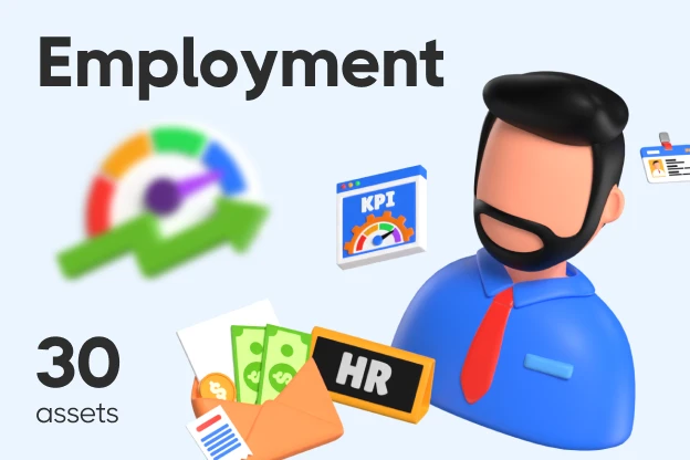 30 Employment 3d pack of graphics and illustrations