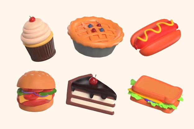 20 Fast Food Icons 3d pack of graphics and illustrations