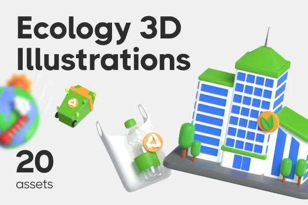 20 Ecology 3D Illustrations 3d pack of graphics and illustrations