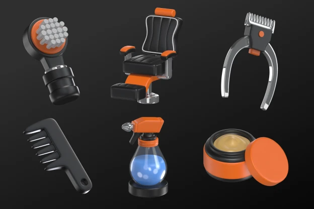 20 Barbershop Stuff 3d pack of graphics and illustrations