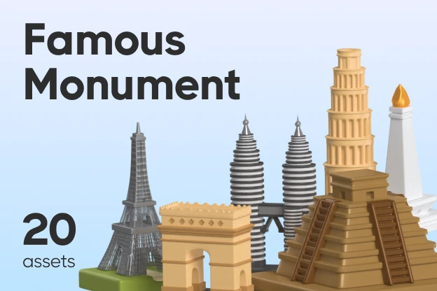 20 Famous Monument 3d pack of graphics and illustrations