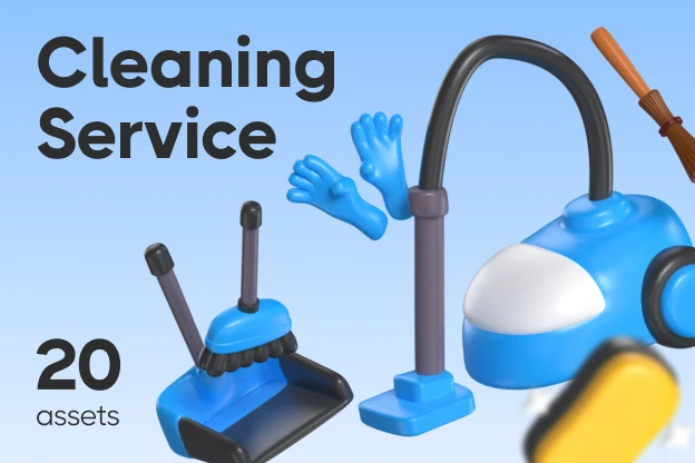 20 Cleaning Service 3d pack of graphics and illustrations