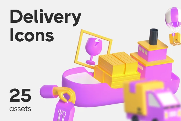 25 Delivery Icons 3d pack of graphics and illustrations