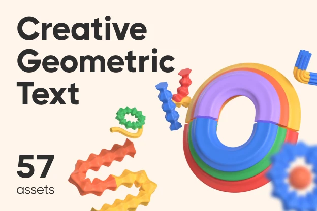 57 Creative Geometric Text 3d pack of graphics and illustrations