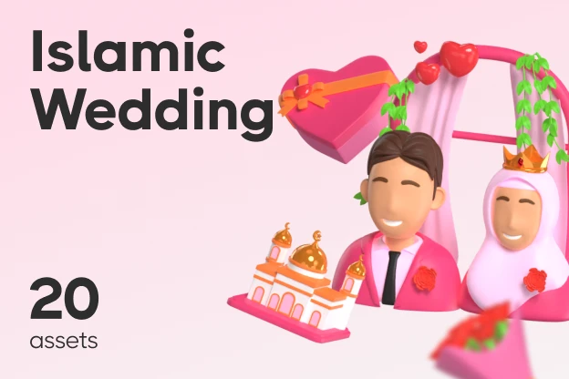 20 Islamic Wedding 3d pack of graphics and illustrations