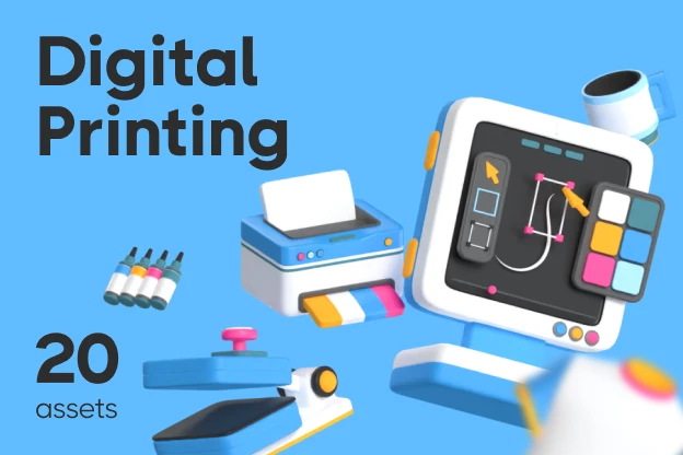 20 Digital Printing 3d pack of graphics and illustrations