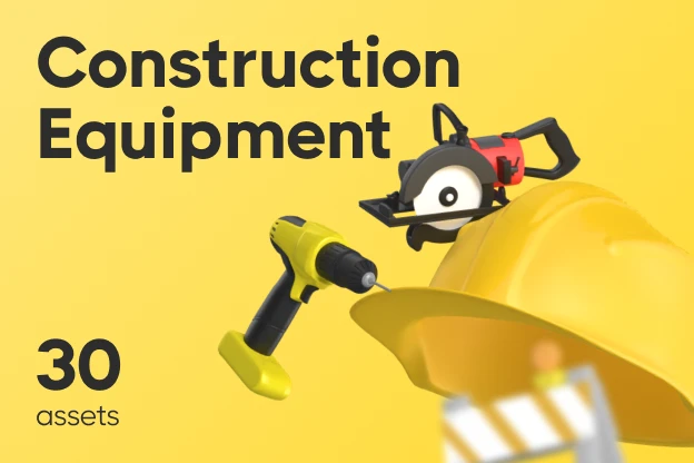 30 Construction Equipment 3d pack of graphics and illustrations