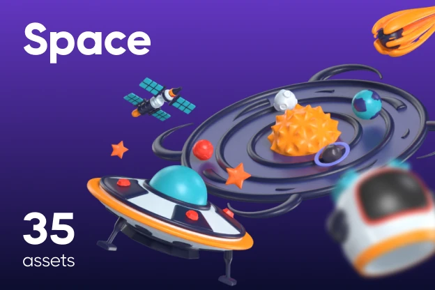 35 Space 3d pack of graphics and illustrations