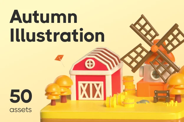 49 Autumn Illustration 3d pack of graphics and illustrations