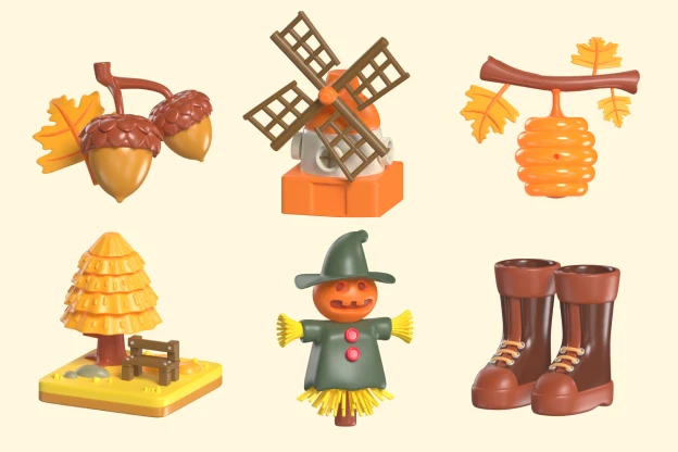 49 Autumn Illustration 3d pack of graphics and illustrations