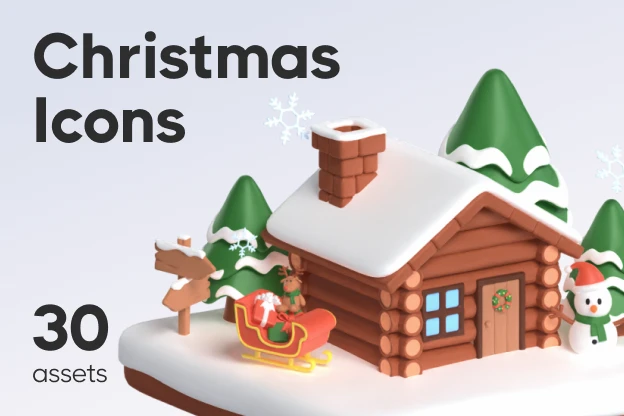 30 Christmas Icons 3d pack of graphics and illustrations